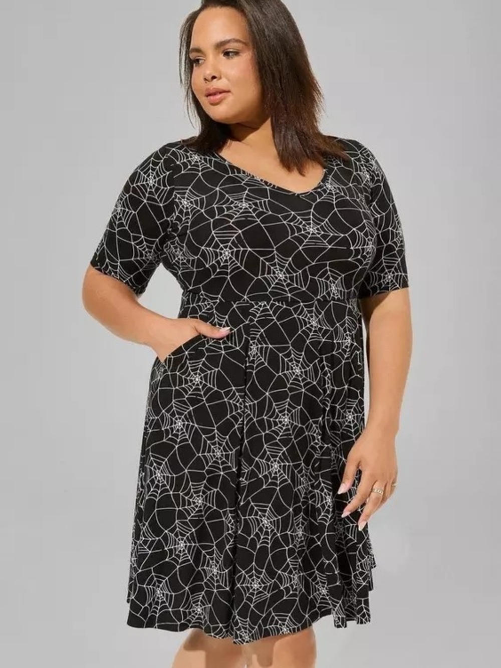 Torrid Spiderweb Super Soft Skater Mini Dress Halloween Goth Plus Size 2X